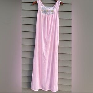 Vintage pink nightgown cottagecore sleeveless nylon size small